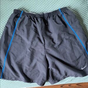 Nike Black Athletic Shorts with Blue Accents